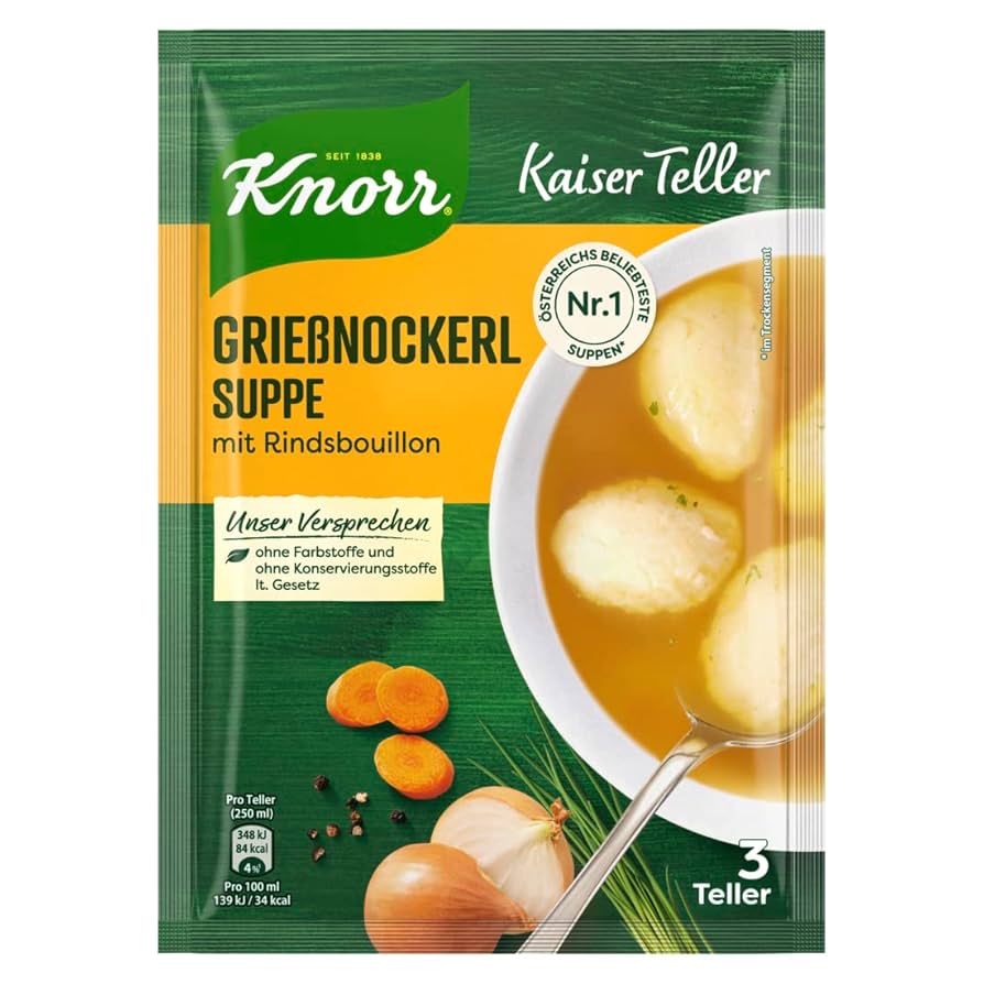 Knorr Grießnockerlsuppe mit rindsbouillon