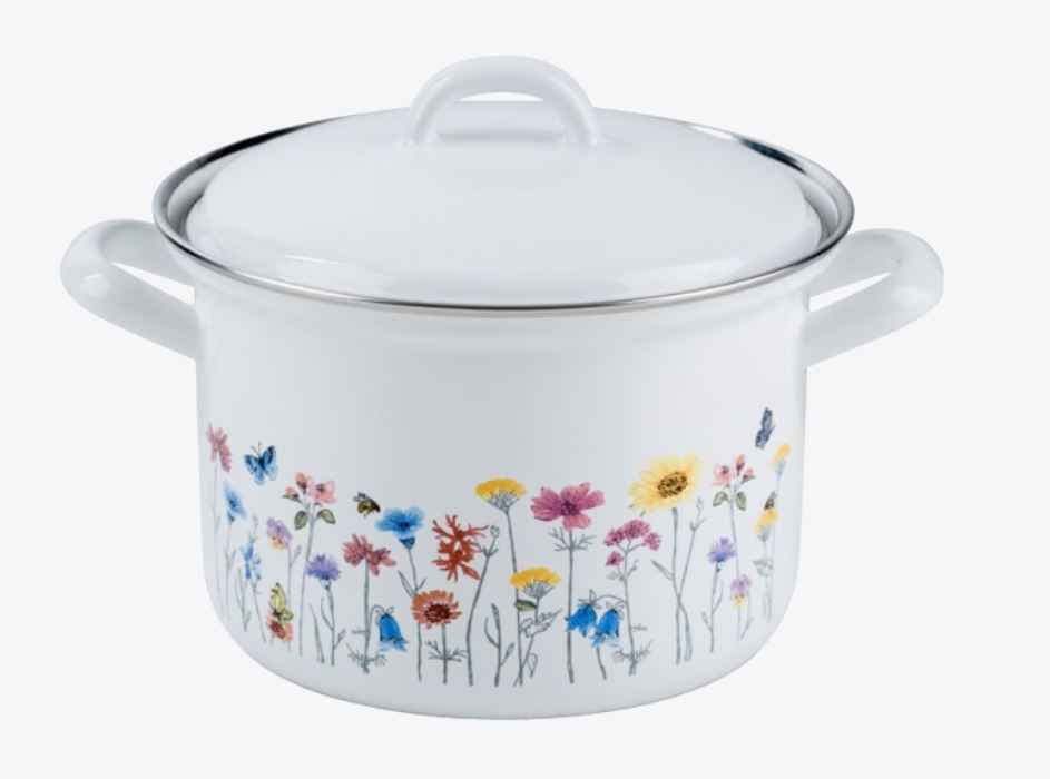 Riess emaille hoge pan Flora 16 cm