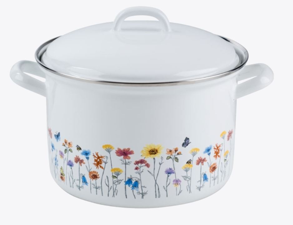 Riess emaille hoge pan Flora 18 cm