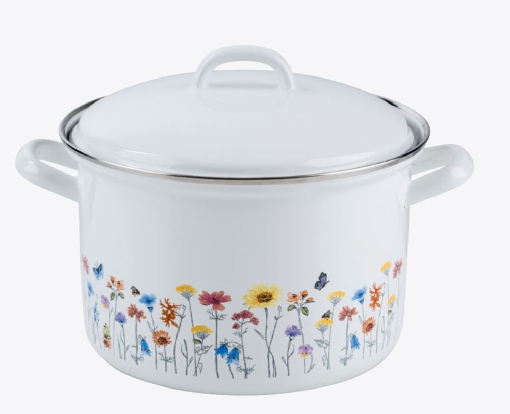 Riess emaille hoge pan Flora 20 cm