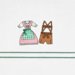 Wafeltheedoek met Dirndl en Lederhose