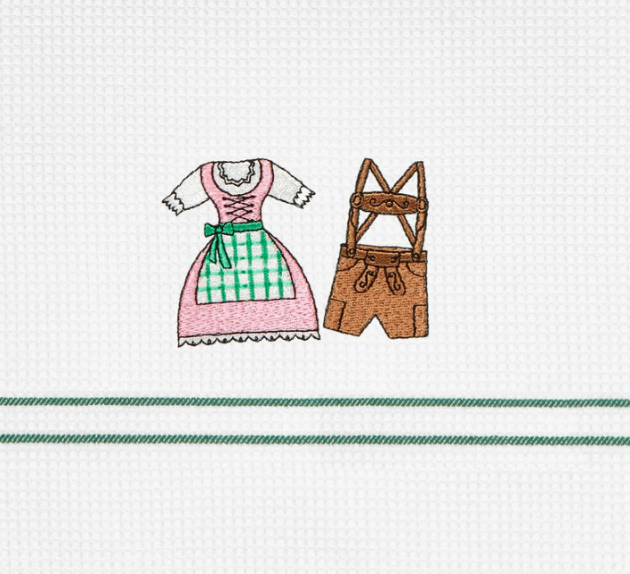 Wafeltheedoek met Dirndl en Lederhose