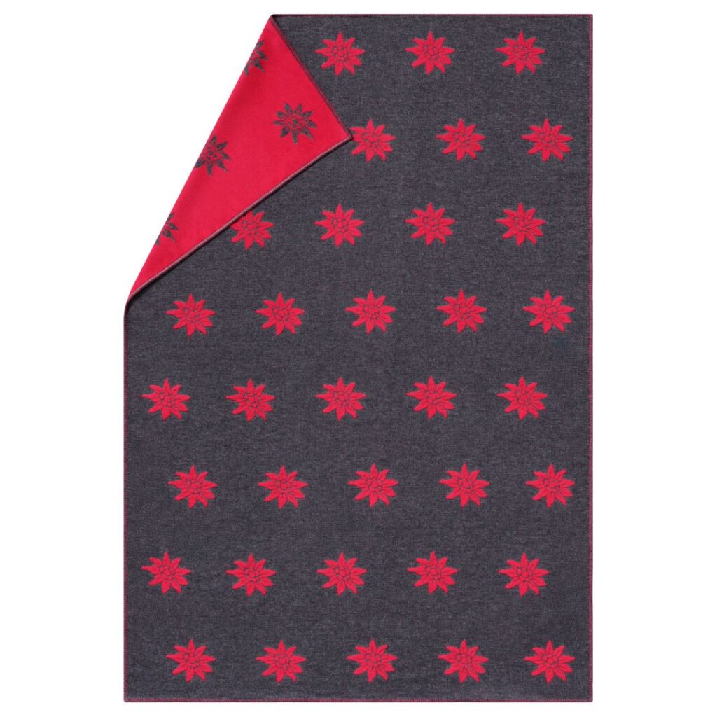 Edelweiss plaid grijs en rood van David Fussenegger uit Oostenrijk