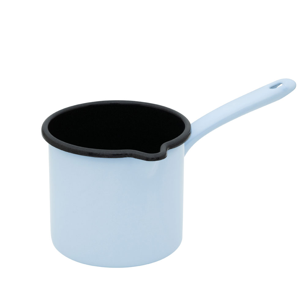 Riess emaille steelpan met schenktuit