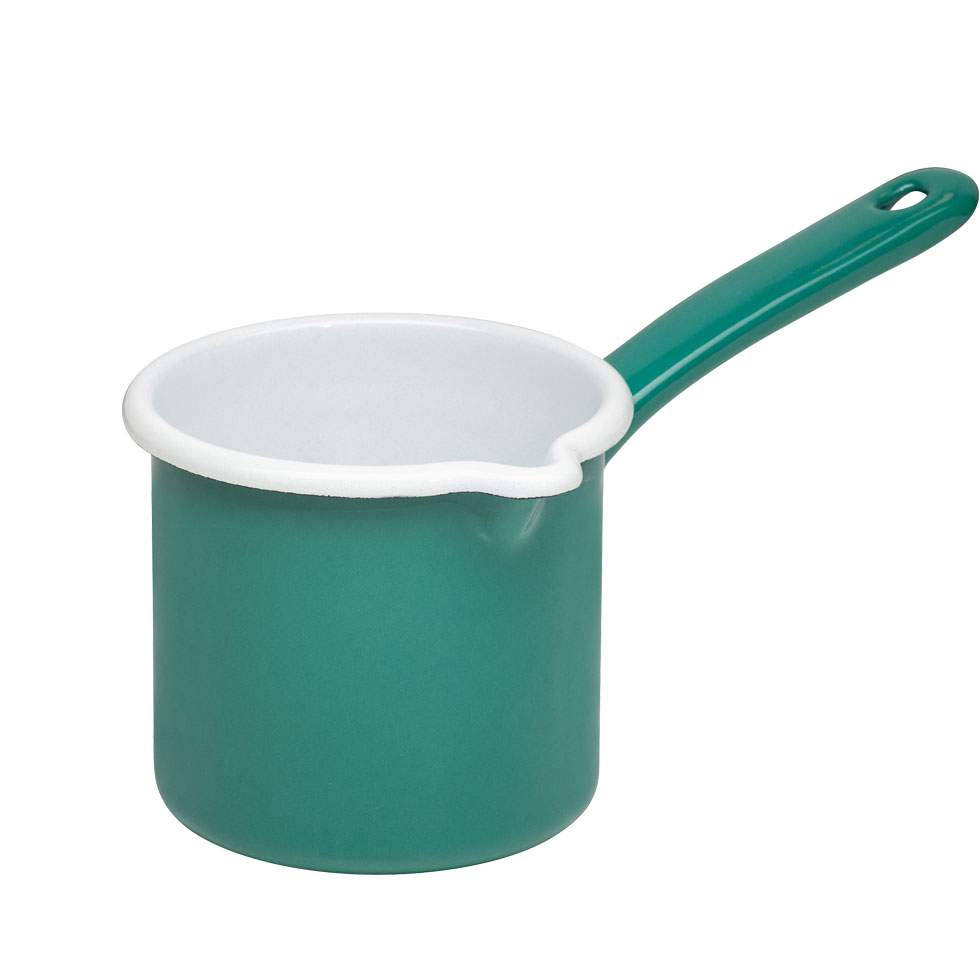 Riess emaille steelpan met schenktuit